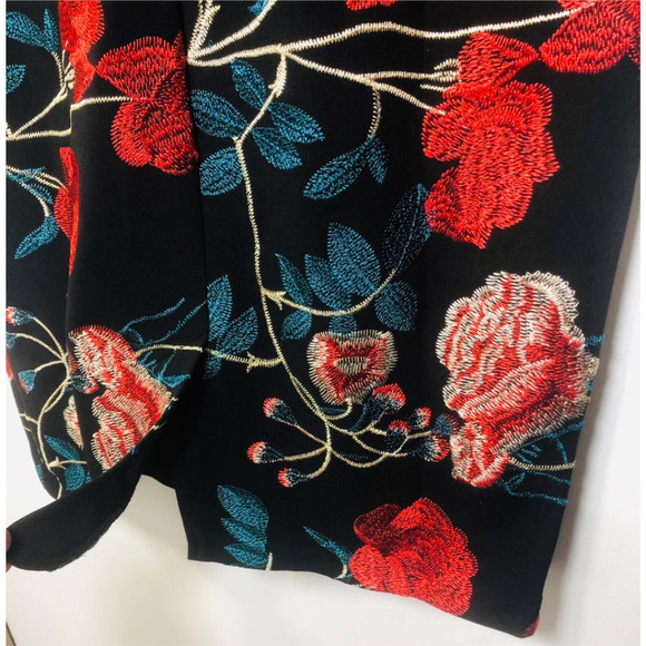 SOLD ECI Black Floral Embroidery Midi Dress Sz 6 - Picture 6 of 8